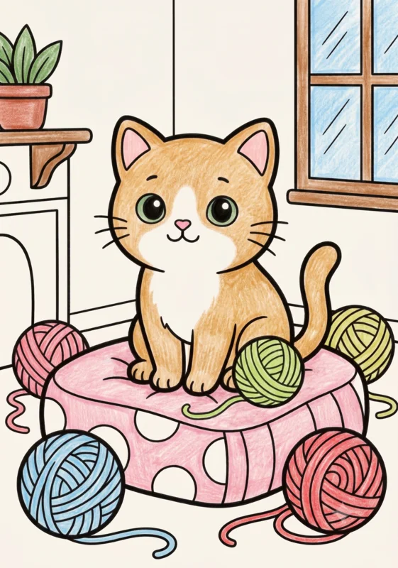 ねこのぬりえ ぬりあがりイメージ