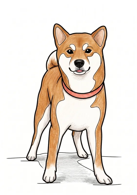 柴犬のぬりえ ぬりあがりイメージ